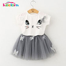Online discount shop Australia - Girls Dresses New lovely girls white tee shirt and pink dress with rhinestone clothes set kids autmn children clothing set