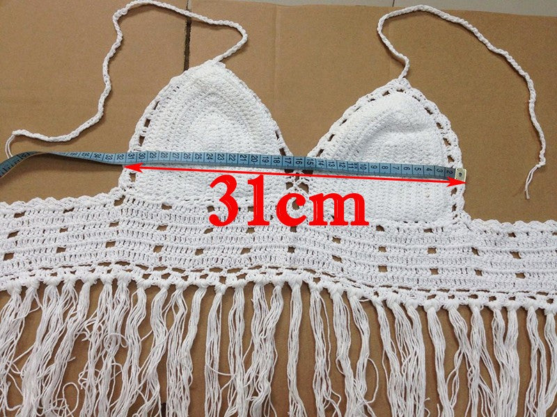 Lace crochet top style fringe tops bralette sexy crop top tassel knitted fitness women top strappy bra