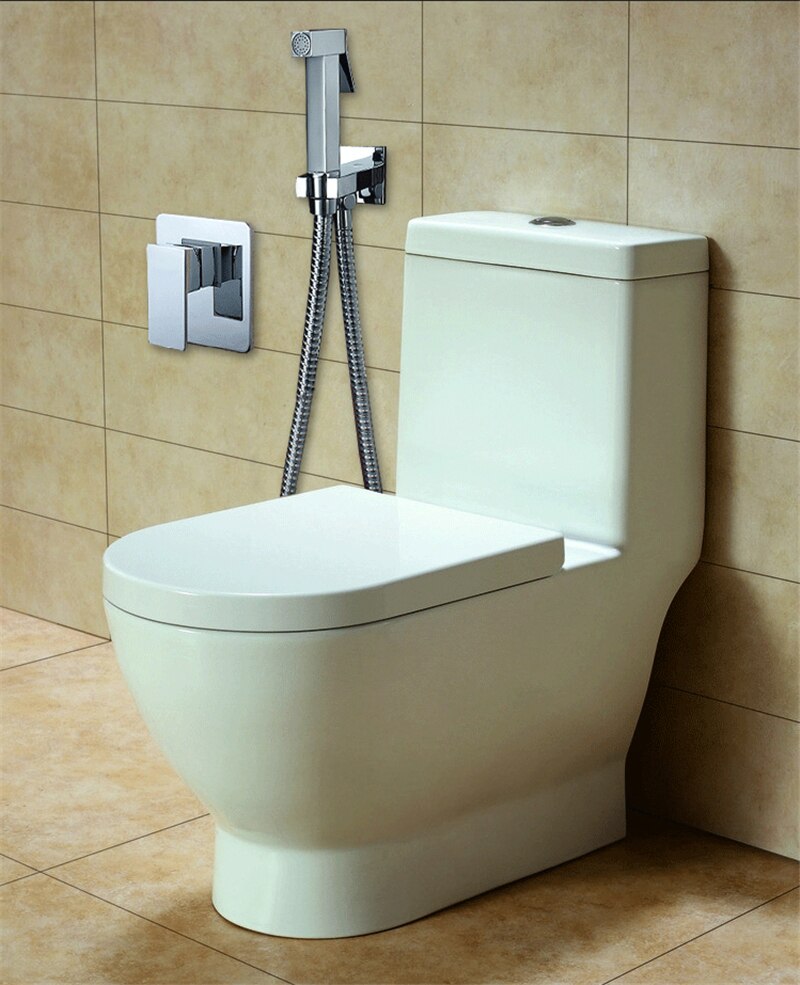 Wall mounted hot & cold mixer bidet faucet toilet mixer pressure boost hand shower head warm shower bidet sprayer brass chromed