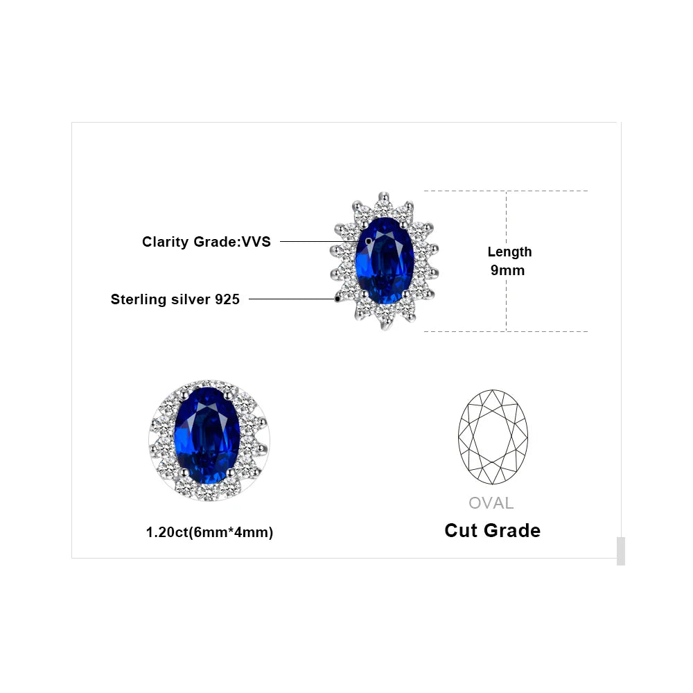 Created Blue Sapphire Ruby 925 Sterling Silver Stud Earrings Natural Amethyst Garnet Peridot Topaz Princess Diana