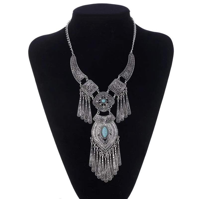 Bohemian Choker Collar Necklace Vintage Tassel Statement Maxi Long Necklace For Women Collier Femme Jewelry-Dollar Bargains Online Shopping Australia