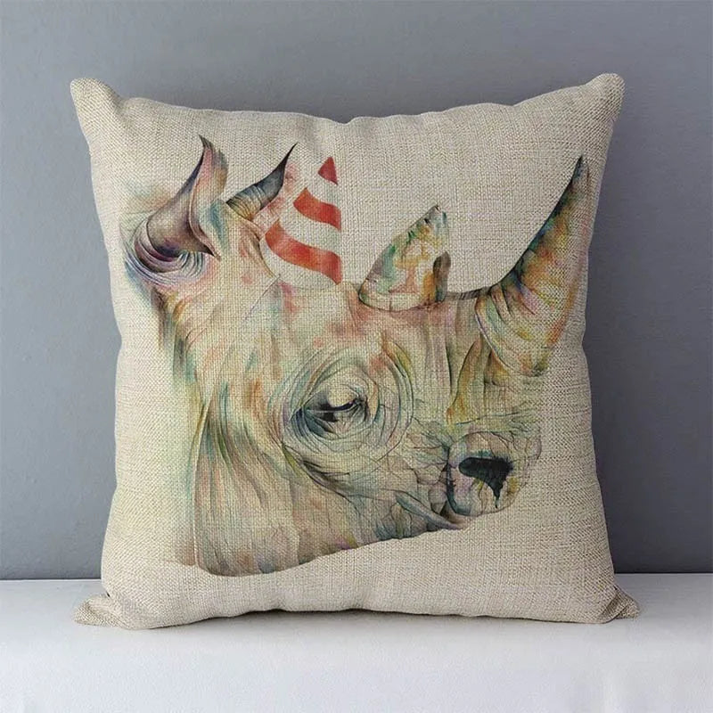 Cozy couch cushion home decorative pillows square Vintage birds elk Simply pastoral animals printed without core F4-Dollar Bargains Online Shopping Australia