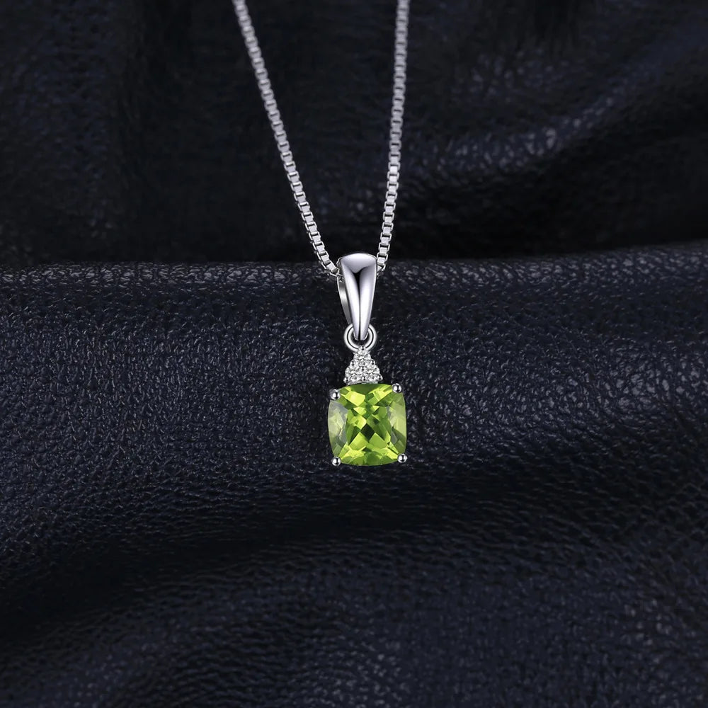 1.1ct Genuine Natural Peridot 925 Sterling Silver Pendant Necklace for Woman Fine Jewelry Gemstone Choker No Chain