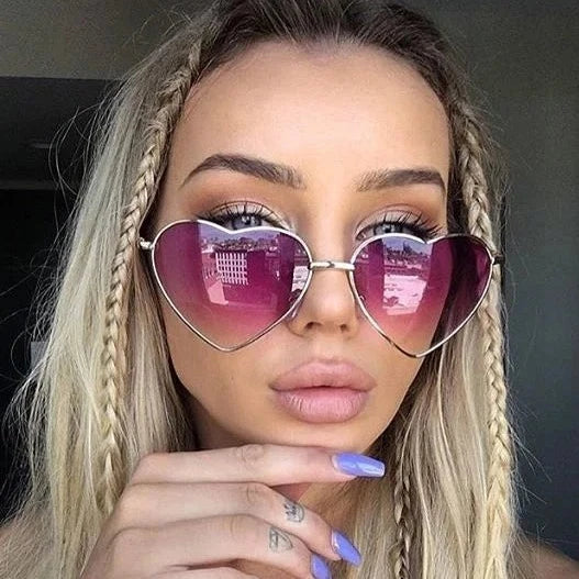 Ladies Heart Shaped Sunglasses metal Women Brand Designer Fashion Rimless LOVE Clear Ocean Lenses Sun Glasses UV400-Dollar Bargains Online Shopping Australia