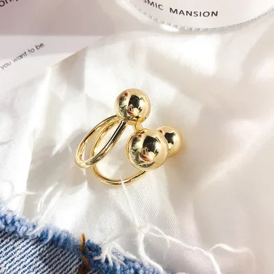 Glossy Wide Version Gold Color Plated Exaggerated Metal Rings Open Adjustable Ring for Women Men Jewelry-Dollar Bargains Online Shopping Australia