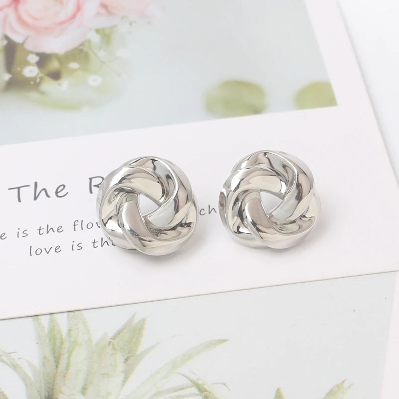 Exaggerated Geometry Irregular Metal Dangle Earrings Spiral Twist Knot Round Smooth Brincos Jewelry-Dollar Bargains Online Shopping Australia