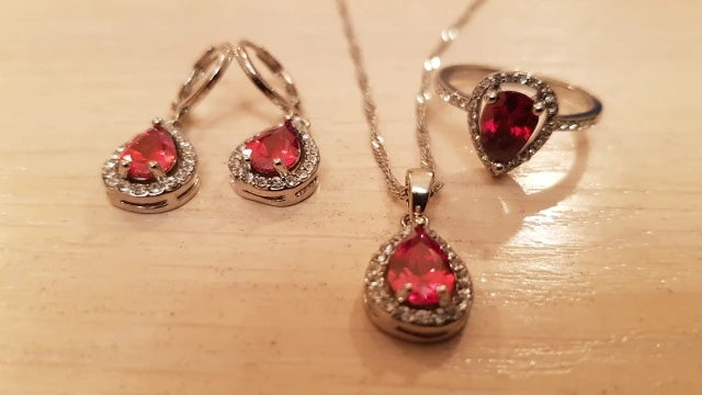 Jewelry Sets Water Drop Cubic Zirconia CZ Stone 925 Sterling Silver Earrings Necklaces Finger Rings-Dollar Bargains Online Shopping Australia