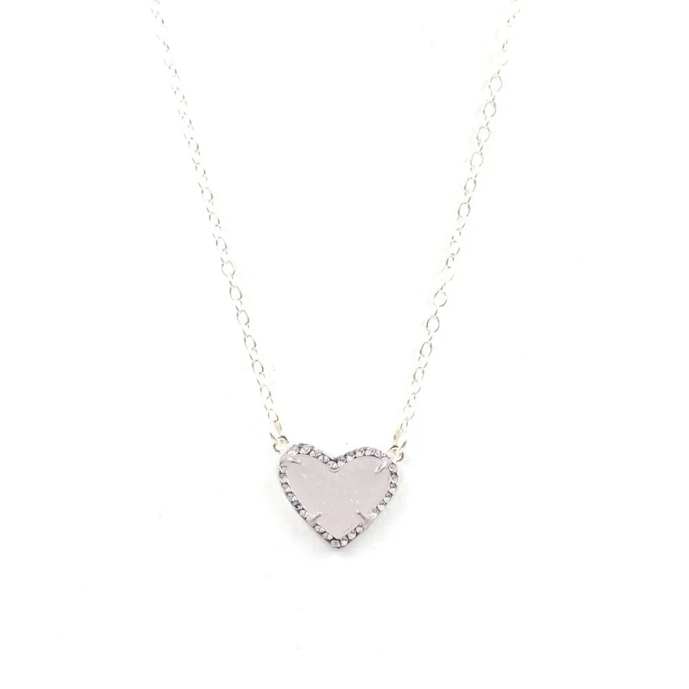 Gift Glitter Abalone Stone Small Heart Shaped 3D Resin Shell Mini Love Necklaces for Women Pendants-Dollar Bargains Online Shopping Australia