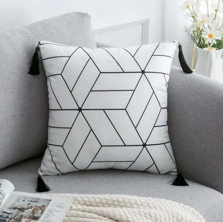 Cushion Cover Geometric Pattern Polyester black Pillowcase Upholstery Sofa Cushion Throw Pillow Home Decor Pillowcas-Dollar Bargains Online Shopping Australia