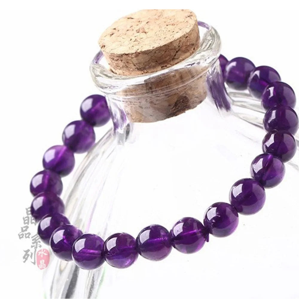 8mm Charm Beaded Bracelet With Natural Stone Beads Purple Amethysts Bracelet Bangle For Men Women Jewelry Best Friend Gift-Dollar Bargains Online Shopping Australia