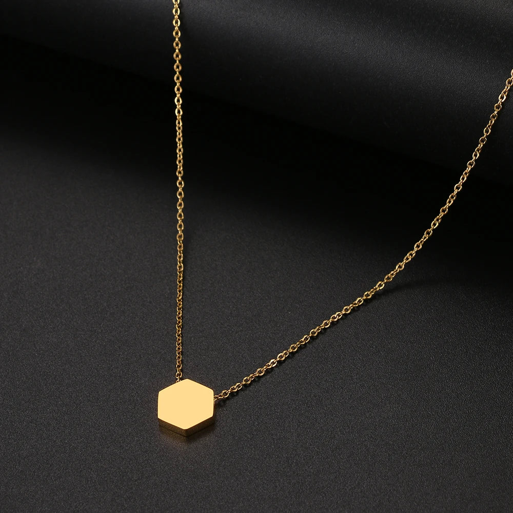Stainless Steel Necklaces Minimalist Four-leaf Clover Geometric Style Fashion Chain Necklace for Women Collar Pendant Jewelry-Dollar Bargains Online Shopping Australia