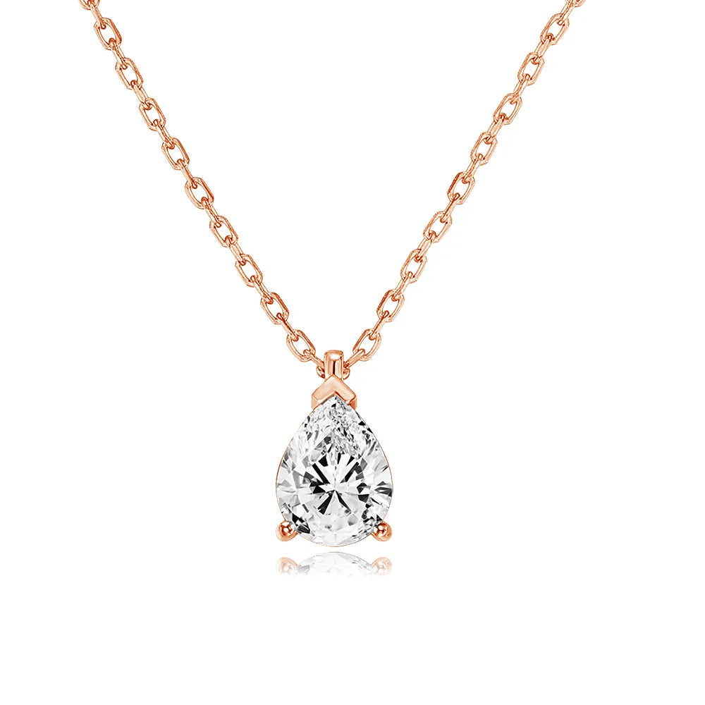 Waterdrop Crystal Pendant Necklace for Women Gold Color Geometric CZ Choker Chain on Neck-Dollar Bargains Online Shopping Australia