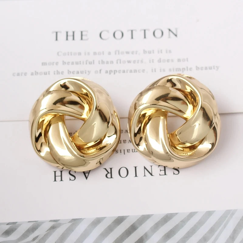 Exaggerated Geometry Irregular Metal Dangle Earrings Spiral Twist Knot Round Smooth Brincos Jewelry-Dollar Bargains Online Shopping Australia