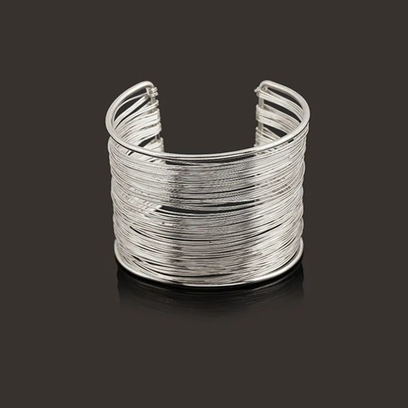 Punk Multilayer Metal Wires Strings Bracelets Bangles For Women Vintage Exaggerated Gold Color Wide Open Cuff Bangles Jewelry-Dollar Bargains Online Shopping Australia