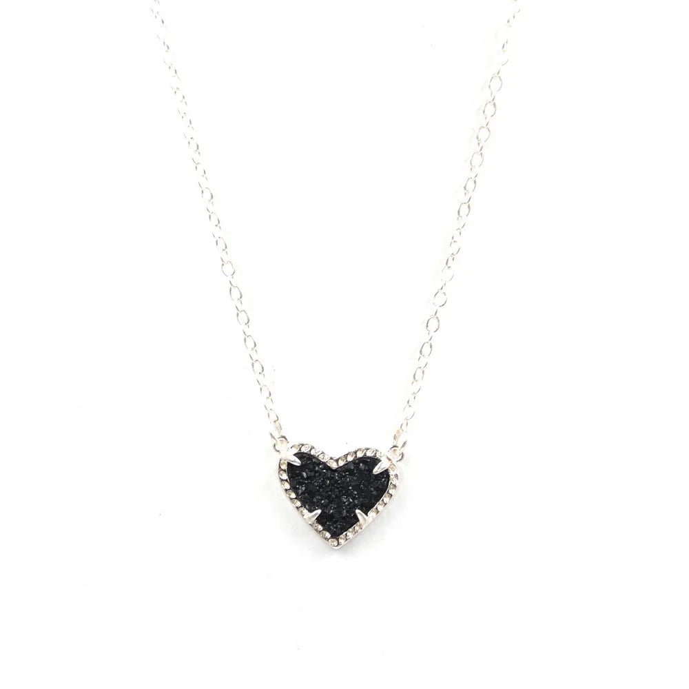 Gift Glitter Abalone Stone Small Heart Shaped 3D Resin Shell Mini Love Necklaces for Women Pendants-Dollar Bargains Online Shopping Australia