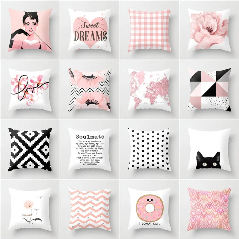 Nordic New Portrait Pink Simple Style Pillow Cover Car and Sofa Big Cushion Throw Pillowcase Nap Pillow-Dollar Bargains Online Shopping Australia