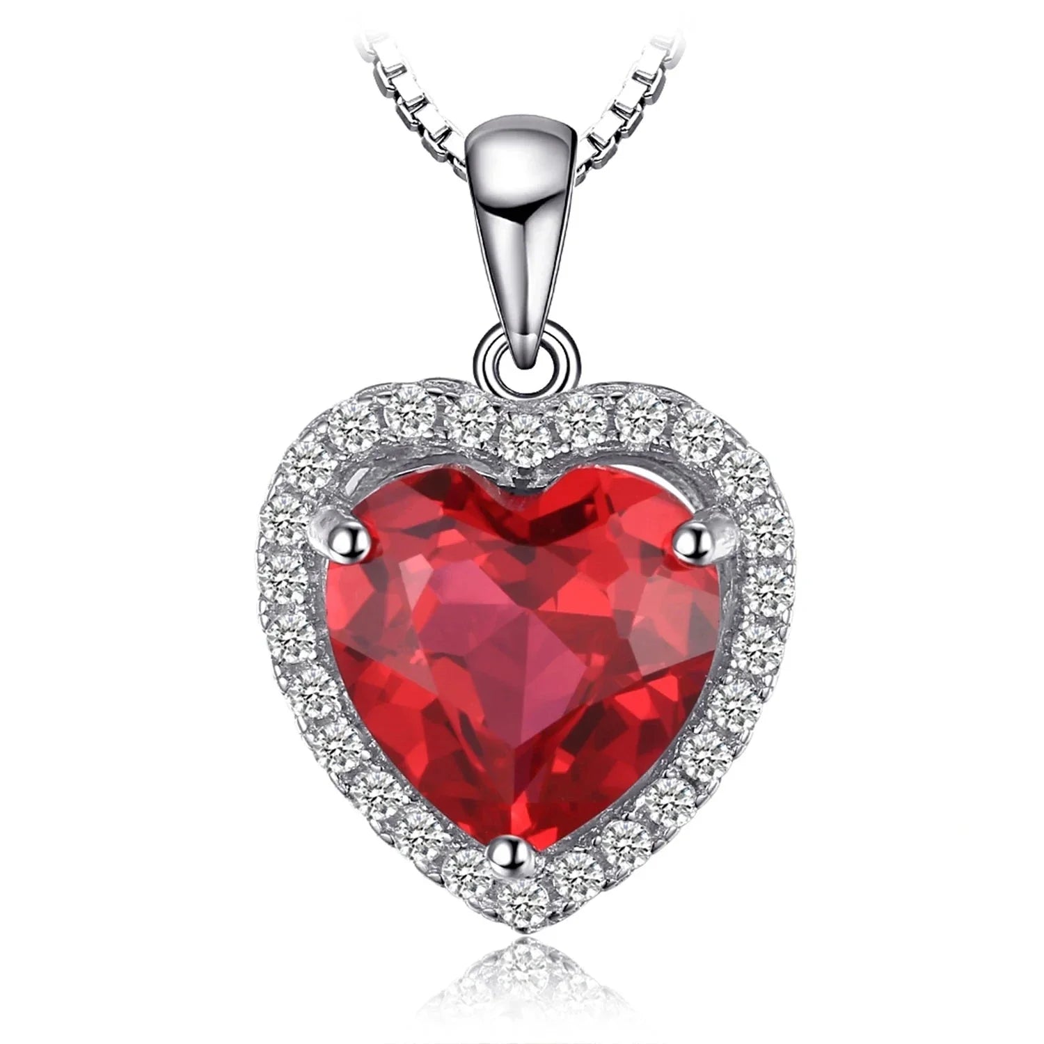 Heart Love 3.6ct Created Ruby 925 Sterling Silver Pendant Necklace for Women No Chain Fashion Fine Jewelry Gift