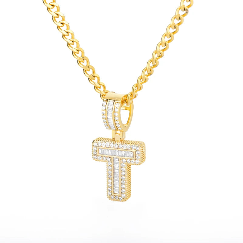 Cubic Zirconia Letter Pendant Necklaces Iced Out Rock Candy Style Initial Charms Necklace Fantastic Jewelry Gift-Dollar Bargains Online Shopping Australia
