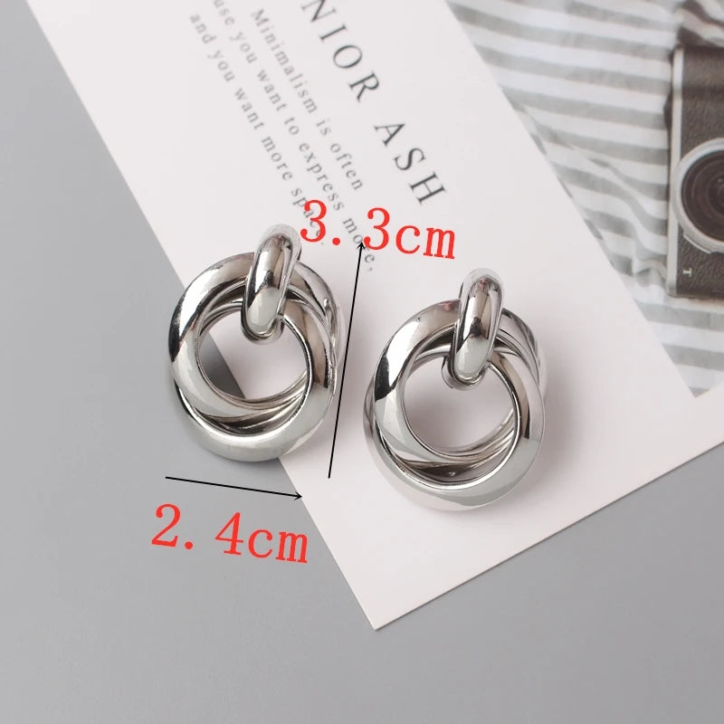 Exaggerated Geometry Irregular Metal Dangle Earrings Spiral Twist Knot Round Smooth Brincos Jewelry-Dollar Bargains Online Shopping Australia