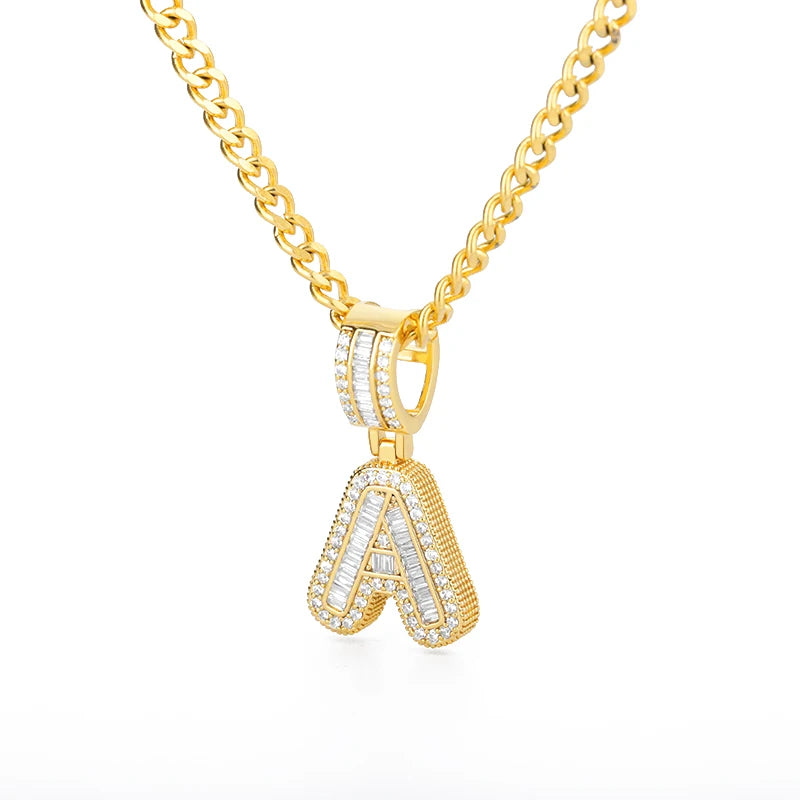 Cubic Zirconia Letter Pendant Necklaces Iced Out Rock Candy Style Initial Charms Necklace Fantastic Jewelry Gift-Dollar Bargains Online Shopping Australia
