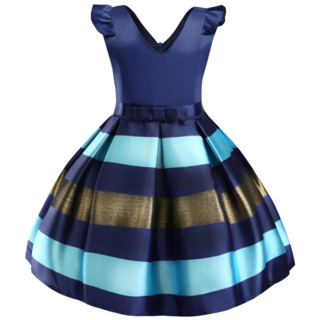 Baby Girls Flower Striped Dress For Girls Floral Wedding Party Dresses Kids Princess Christmas Dress Children Girls Clothing-Dollar Bargains Online Shopping Australia
