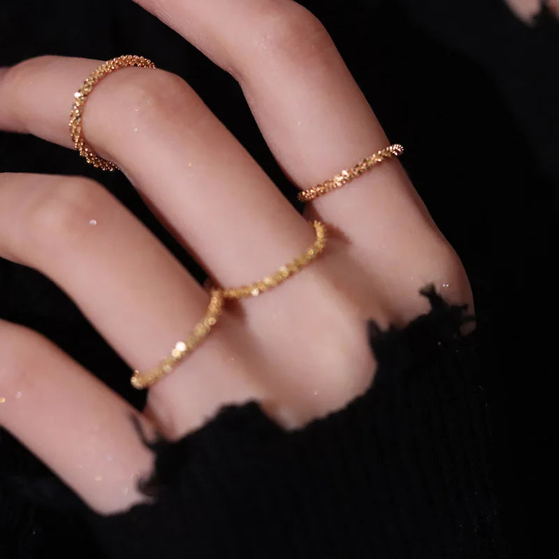 terling Silver Sparkling Ring Simple Style Versatile Decorative Compact Index Finger Ring Women Fashion Jewelry