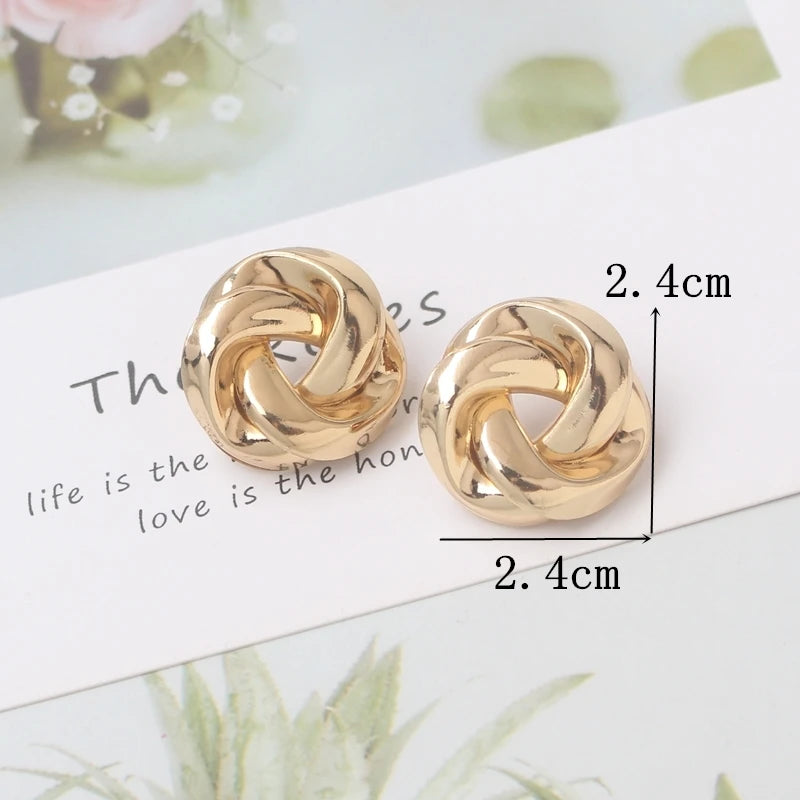 Exaggerated Geometry Irregular Metal Dangle Earrings Spiral Twist Knot Round Smooth Brincos Jewelry-Dollar Bargains Online Shopping Australia