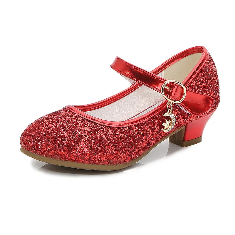 Girls Purple High Heels For Kids Princess RED Leather Shoe Footwear Children's Party Wedding Shoes Round Toe 1-3CM-Dollar Bargains Online Shopping Australia