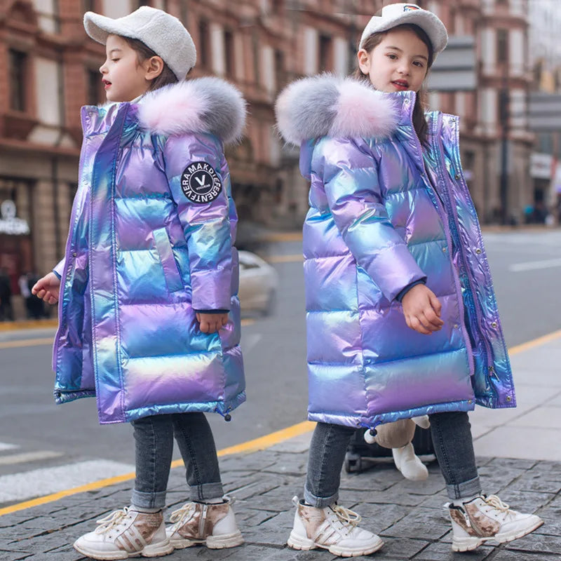 Winter Down Jacket For Girls Coat Waterproof Shiny Hooded Children Outerwear Clothing 5-14 Year Teenage Kids Parka Snowsuit-Dollar Bargains Online Shopping Australia