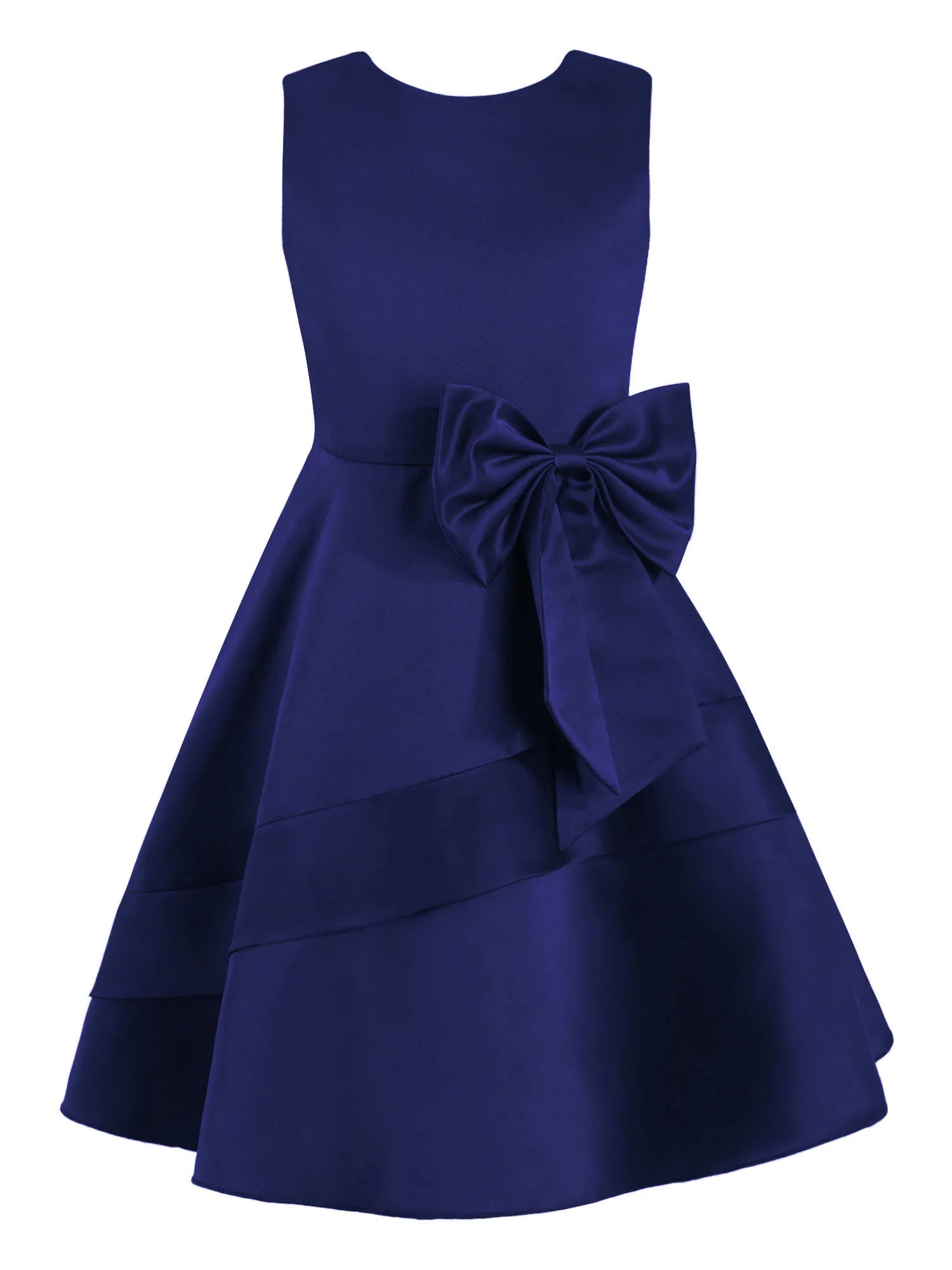 Girls Summer Sleeveless Princess Dress Elegant Satin Wedding Bridesmaid Party Dress Big Bowknot A-line Tutu for Birthday Evening-Dollar Bargains Online Shopping Australia