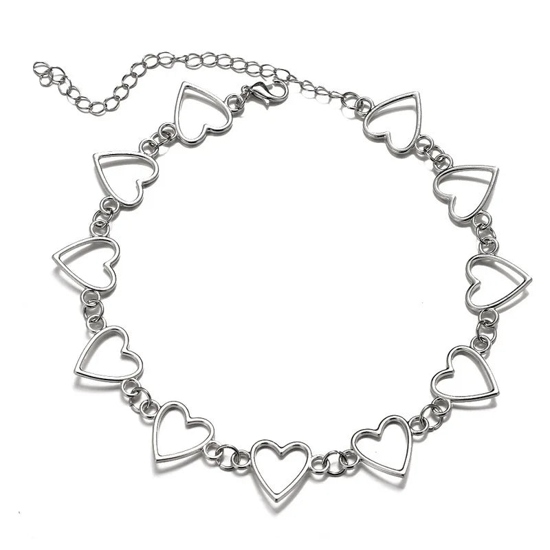 HollowLove Heart Choker Necklace Statement Girlfriend Bicolor Necklace-Dollar Bargains Online Shopping Australia