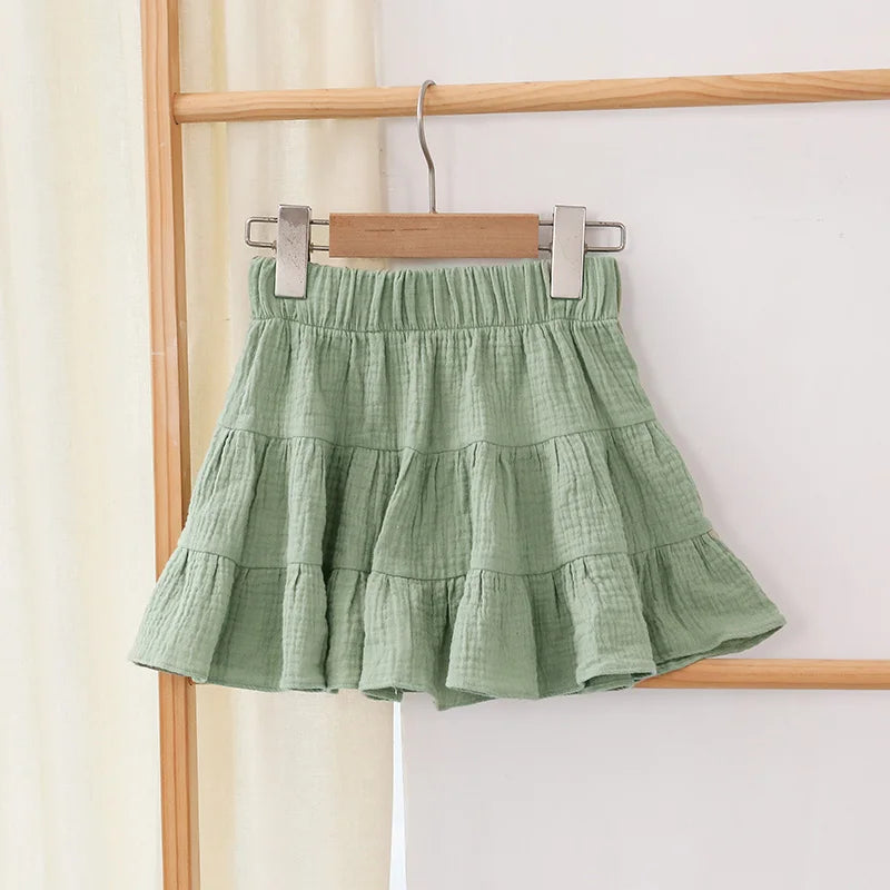 100% Cotton Girls Ruffle Skirt Toddler Baby Girl Casual Children's Mini Skirts