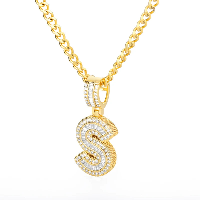 Cubic Zirconia Letter Pendant Necklaces Iced Out Rock Candy Style Initial Charms Necklace Fantastic Jewelry Gift-Dollar Bargains Online Shopping Australia