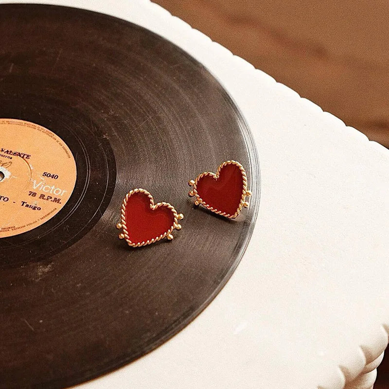 Red Heart Stud Earring Women Metal Gold Color Eye Heart Lips Wedding Statement Earrings Fashion Party Jewelry-Dollar Bargains Online Shopping Australia