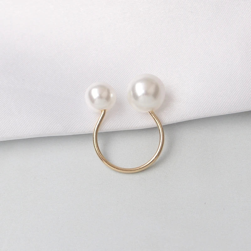 Simulated Pearl Adjustable Open Rings for Women Wedding Jewelry Girls Bijoux Finger-Dollar Bargains Online Shopping Australia
