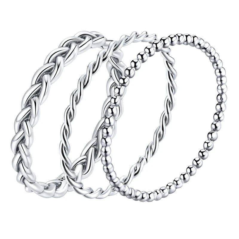 Sterling Silver Braided Texture Twisted Eternity Band Stackable Rings Fine Jewelry-Dollar Bargains Online Shopping Australia