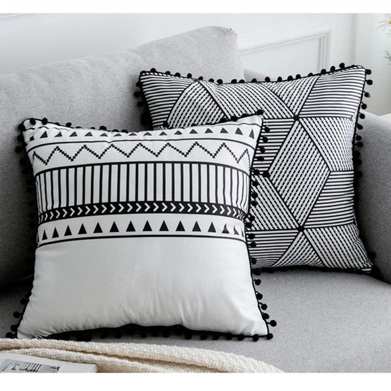 Cushion Cover Geometric Pattern Polyester black Pillowcase Upholstery Sofa Cushion Throw Pillow Home Decor Pillowcas-Dollar Bargains Online Shopping Australia