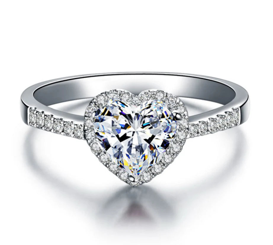 Princess Cut Natural Gemstones Zircon Silver Color Engagement Wedding Party Heart Rings-Dollar Bargains Online Shopping Australia