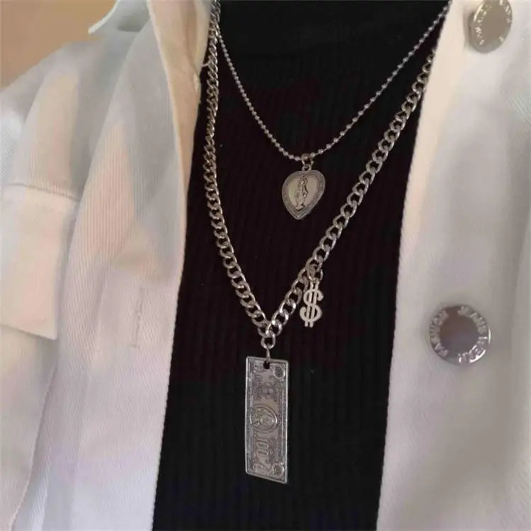 Multilayer Hip Hop Long Chain Necklace For Women Men Jewelry Gifts Key Cross Pendant Necklace Accessories-Dollar Bargains Online Shopping Australia