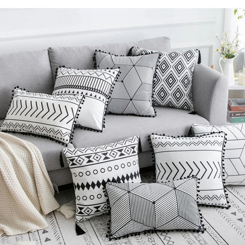 Cushion Cover Geometric Pattern Polyester black  Pillowcase Upholstery Sofa Cushion Throw Pillow Home Decor Pillowcas