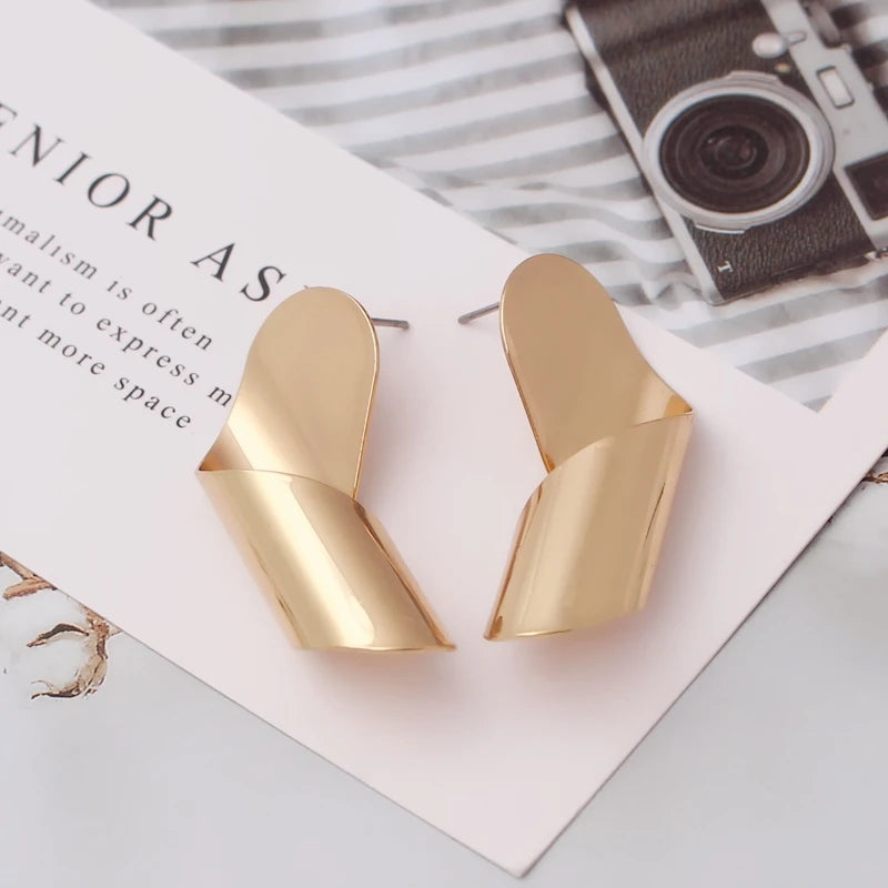 Exaggerated Geometry Irregular Metal Dangle Earrings Spiral Twist Knot Round Smooth Brincos Jewelry-Dollar Bargains Online Shopping Australia