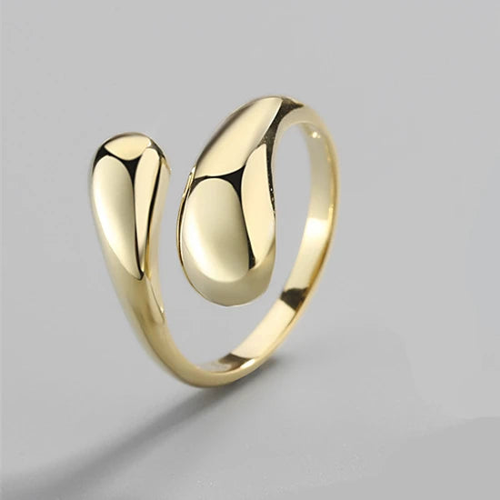 Glossy Wide Version Gold Color Plated Exaggerated Metal Rings Open Adjustable Ring for Women Men Jewelry-Dollar Bargains Online Shopping Australia