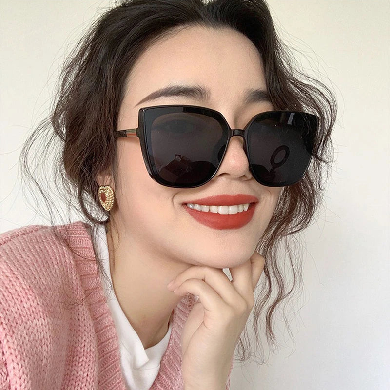 Fashion Cat Eye Sunglasses Woman Retro Brand Designer Sun Glasses Female Big Frame Vintage Black Mirror-Dollar Bargains Online Shopping Australia