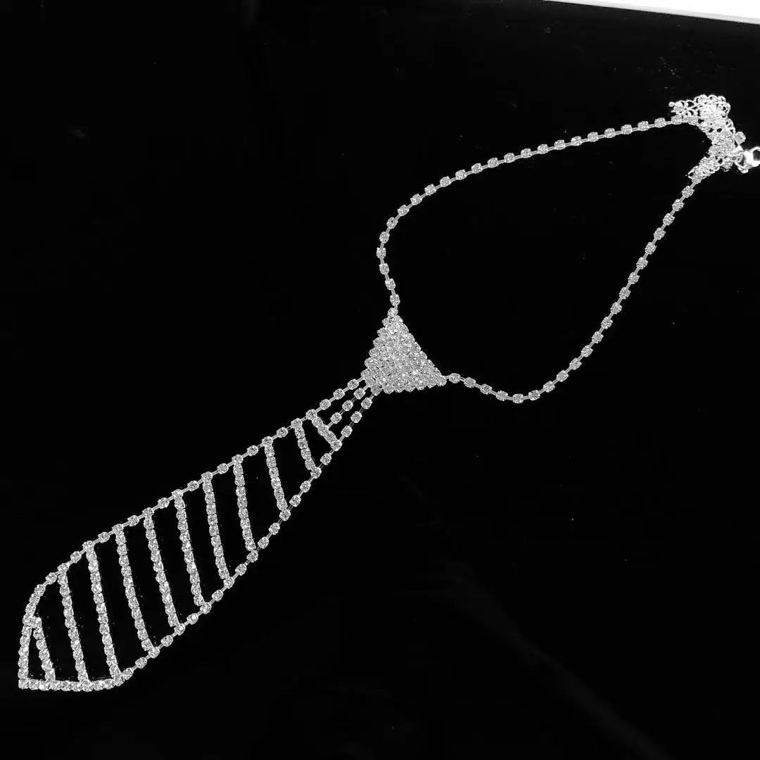 necktie Necklace flash Rhinestone Long Necklace bead chain ladies wedding ball jewelry-Dollar Bargains Online Shopping Australia