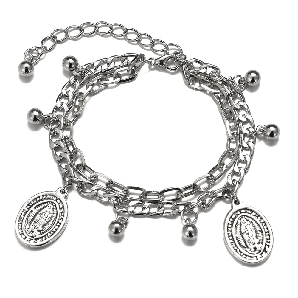 FNIO Bohemian Bracelets for Women Fashion Multilayer Beaded Chain Bracelets Set Charm Bracelet Bangles Jewelry Punk-Dollar Bargains Online Shopping Australia