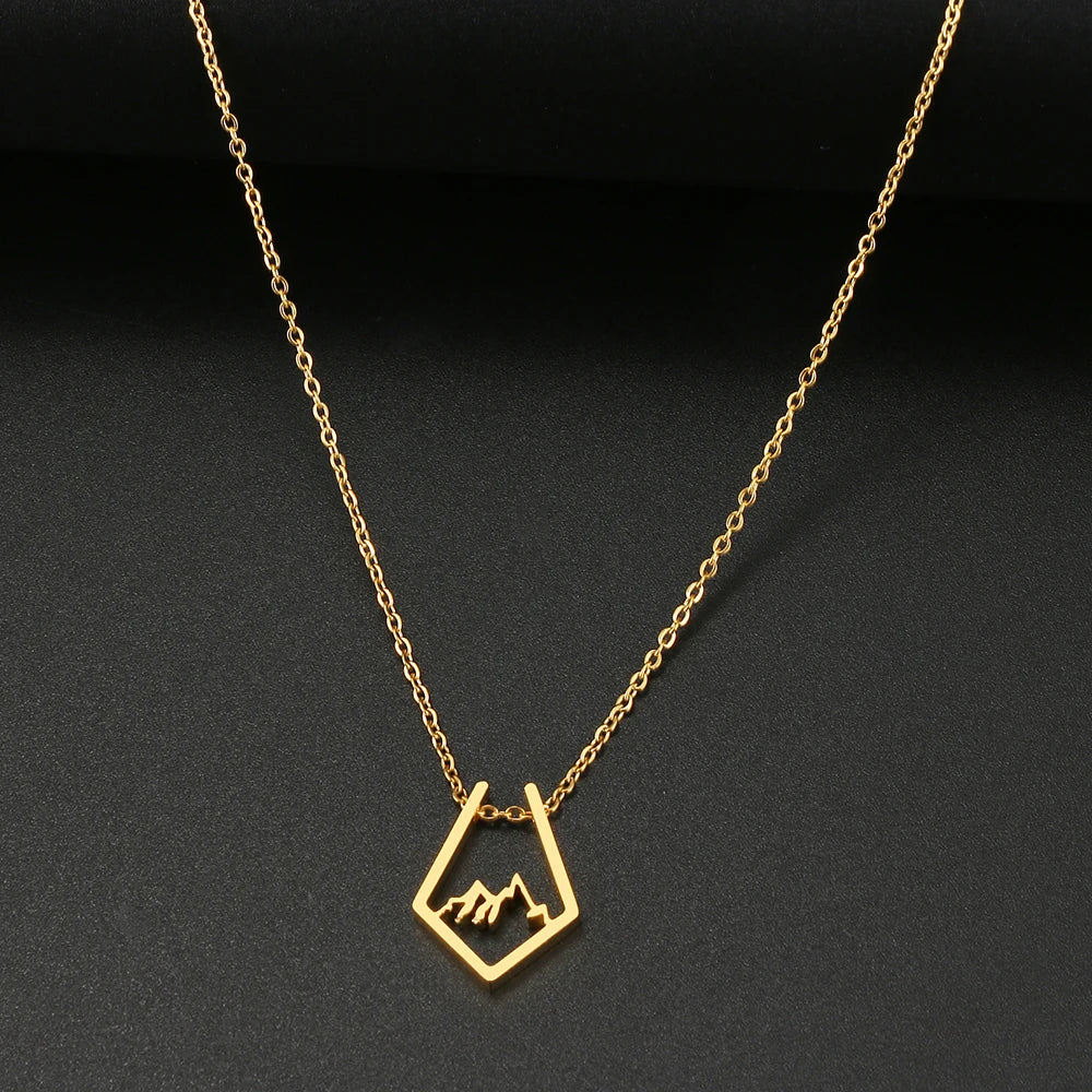 Stainless Steel Necklaces Minimalist Four-leaf Clover Geometric Style Fashion Chain Necklace for Women Collar Pendant Jewelry-Dollar Bargains Online Shopping Australia