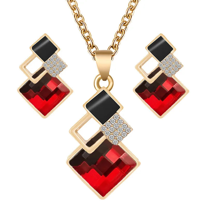 Crystal Pendants Necklace Earrings Sets for Women Jewelry Set Bridal Wedding Choker Necklace Set-Dollar Bargains Online Shopping Australia
