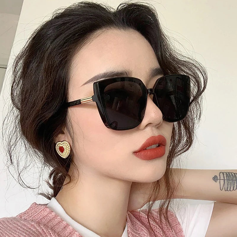 Fashion Cat Eye Sunglasses Woman Retro Brand Designer Sun Glasses Female Big Frame Vintage Black Mirror-Dollar Bargains Online Shopping Australia