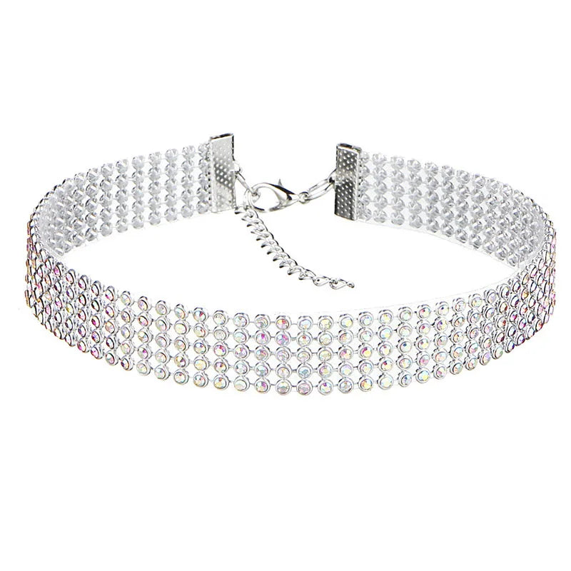 European Style Women Bundle Neck Element Necklace Jewelry Punk Hip Hop Choker Inlay Rhinestone Collar Gift-Dollar Bargains Online Shopping Australia