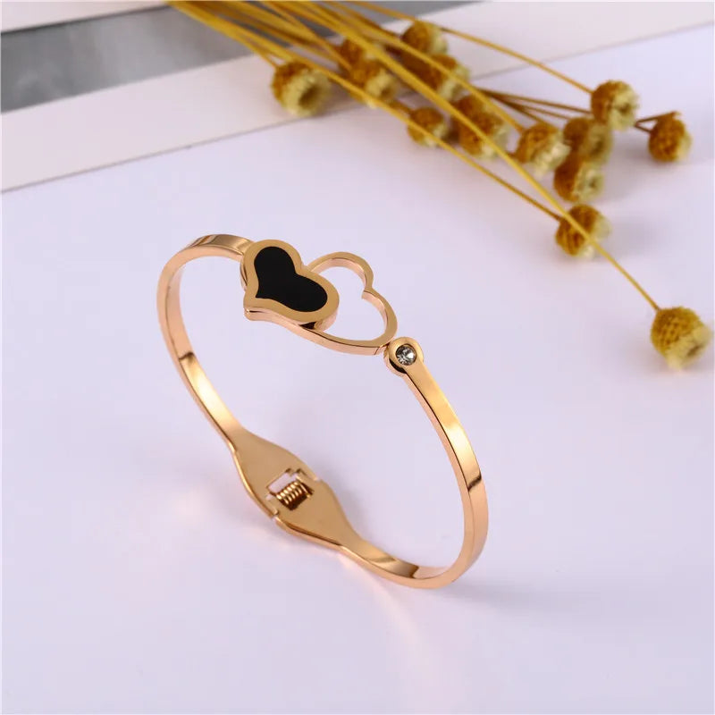 Luxury Heart Bracelets Bangles For Women Stainless Steel Jewelry Woman Fashion Jewellery-Dollar Bargains Online Shopping Australia